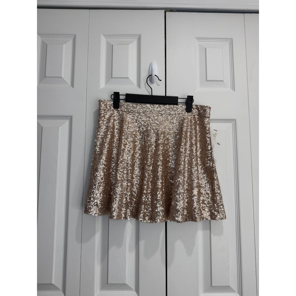 NWT Bethany Mota Gold Sequin Circle Skirt Women's Medium Gold Sparkled Holiday‎